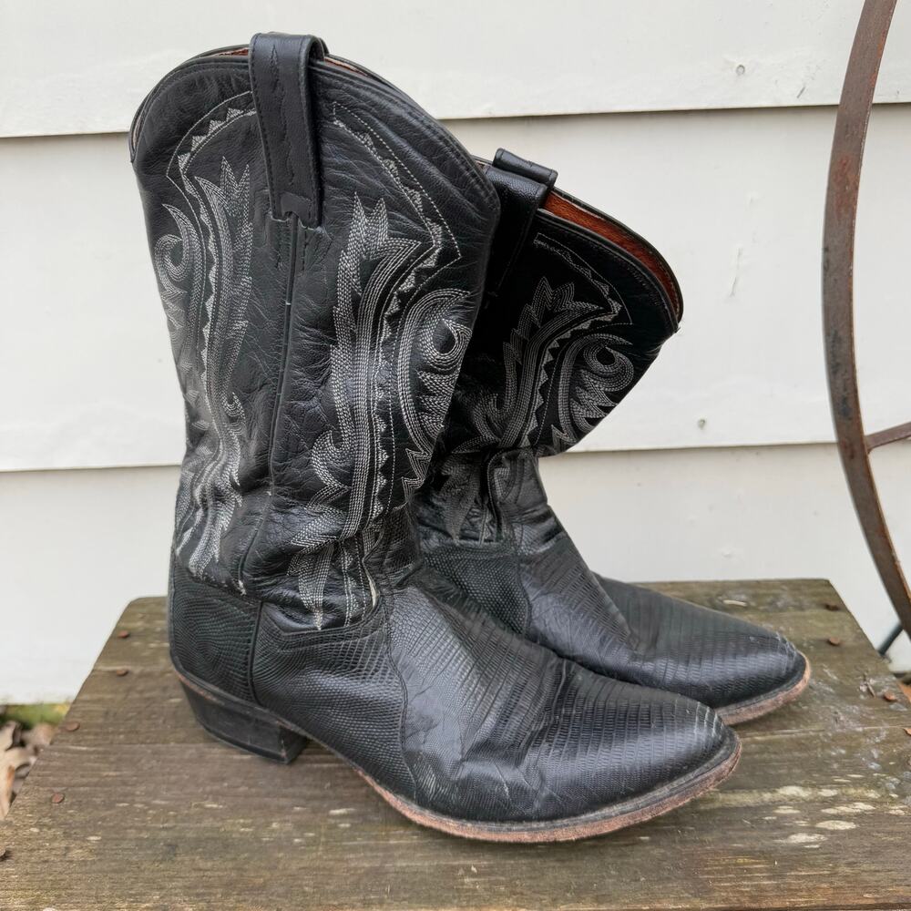 Dan Post Men's Raliegh Western Boots Black Teju Lizard Leather DP2350R 10 1/2 D